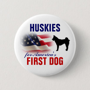 Huskies for First Dog 2 Inch Round Button