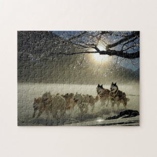 Huskies in the Snow Jigsaw Puzzle