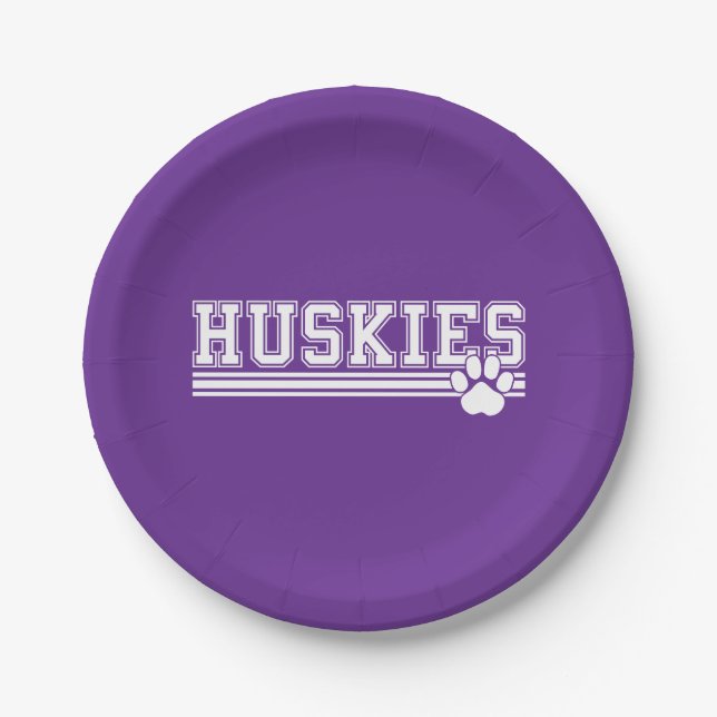 Huskies Paw  Paper Plate (Front)