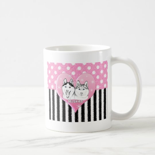 Huskies pink pattern coffee mug