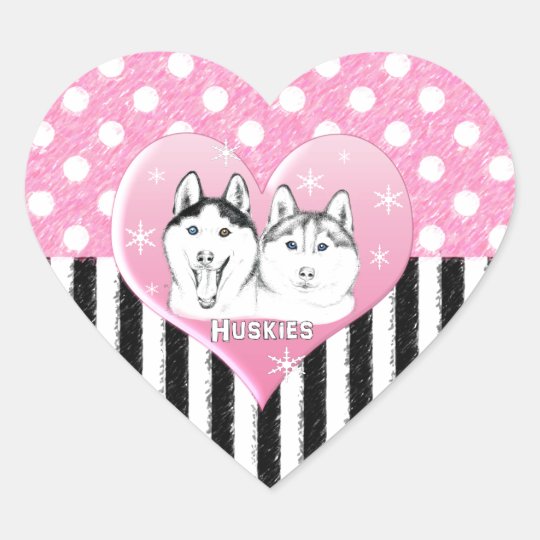 Huskies pink pattern heart sticker