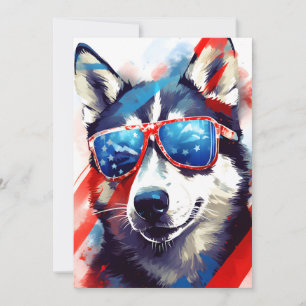 Husky 4th of July Independence day Holiday Card