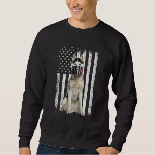 Husky American Flag Patriotic Husky Dog 4th Of Jul Sweatshirt