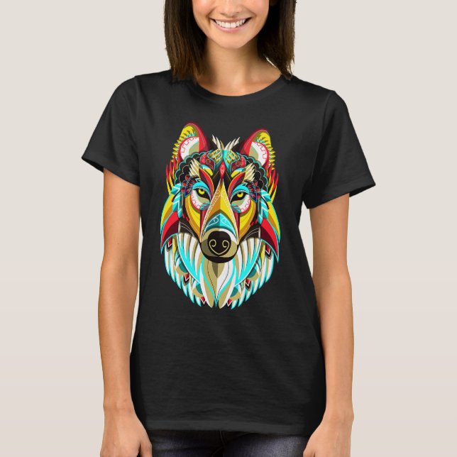 Husky Art Colourful T-Shirt (Front)