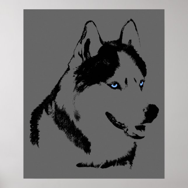 Husky Art Print Sled Dog Art Poster Husky Cadfts (Devant)