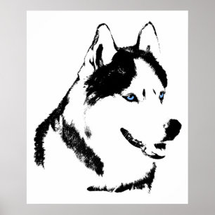 Husky Art Print Sled Dog Art Poster Husky Cadfts