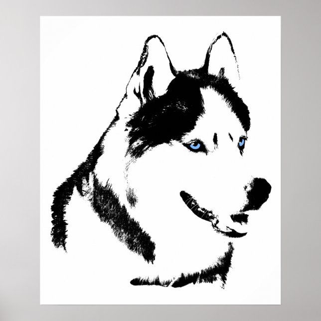 Husky Art Print Sled Dog Art Poster Husky Cadfts (Devant)
