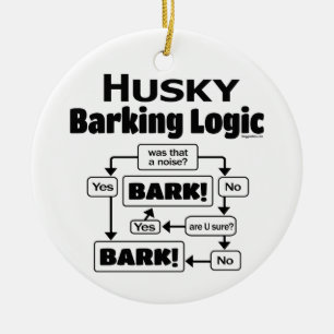 Husky Barking Logic Ceramic Ornament