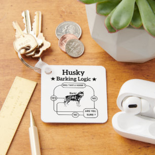 Husky Barking Logic Funny Siberian Dog Sarcastic Keychain