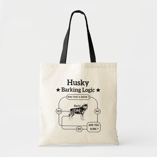 Husky Barking Logic Funny Siberian Dog Sarcastic  Tote Bag (Front)