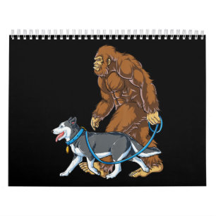 Husky   Bigfoot Dog Walk Siberian Husky Sasquatch Calendar