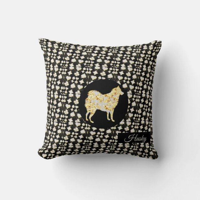 HUSKY BLING THROW PILLOW (Front)