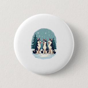 Husky Christmas Choir 2 Inch Round Button
