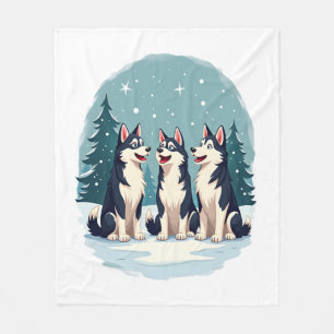 Husky Christmas Choir Fleece Blanket