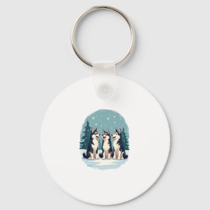 Husky Christmas Choir Keychain