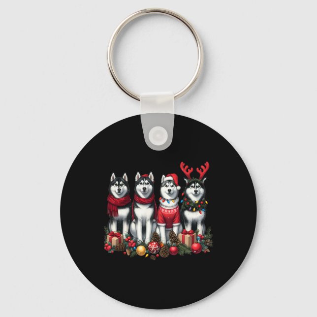 Husky Christmas  Keychain (Front)