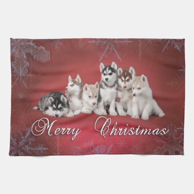 Husky christmas kitchen towel (Horizontal)