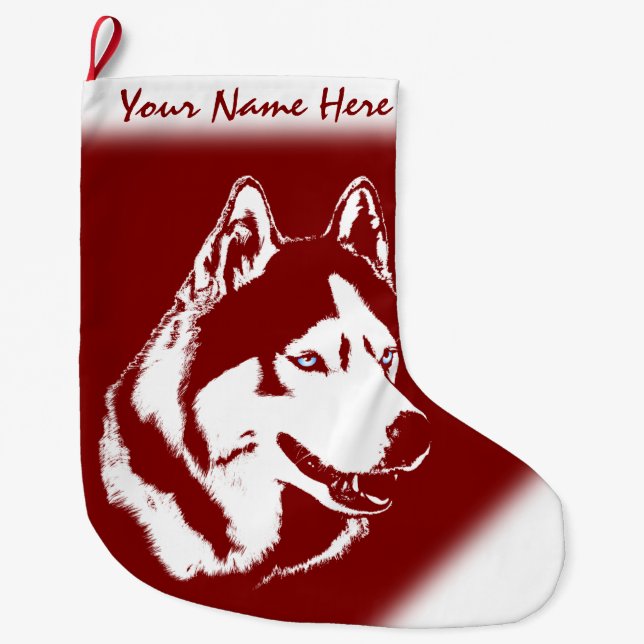 Husky Christmas Stocking Personalized Dog Stocking (Front)