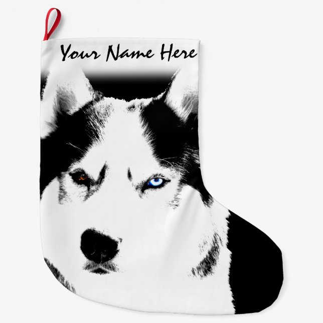 Husky Christmas Stocking Personalized Dog Stocking (Front)