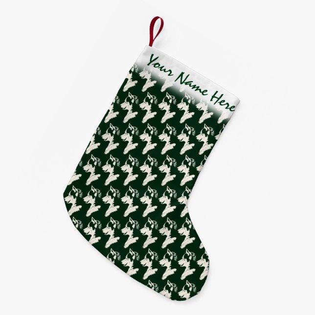 Husky Christmas Stocking Personalized Pup Stocking (Front (Hanging))