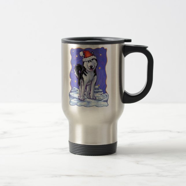 Husky Christmas Travel Mug (Right)