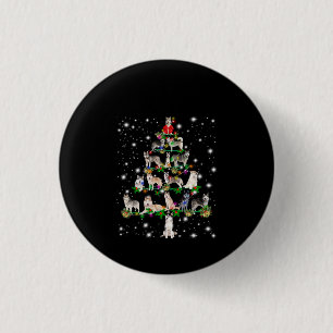 Husky Christmas Tree Covered By Flashlight 1 Inch Round Button