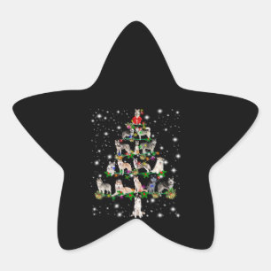 Husky Christmas Tree Covered By Flashlight Star Sticker