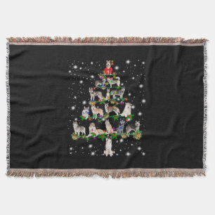 Husky Christmas Tree Covered By Flashlight Throw Blanket