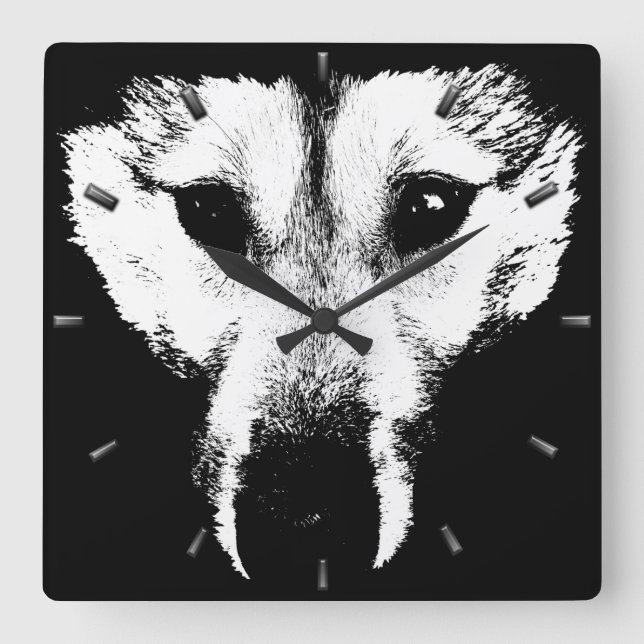 Husky Clock Gifts Decor Wolf Pup Wall Clock (Front)