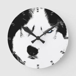 Husky Clock Wolf Husky Sled Dog Wall Clock