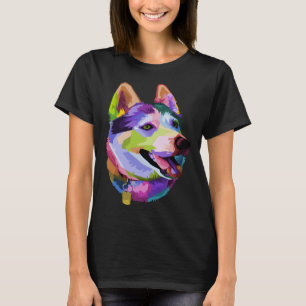 husky Colorful Dog Pop Style T-Shirt