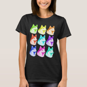 Husky Cute Dog Colourful Art Puppy T-Shirt