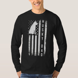 Husky Dad American Flag Dog T-Shirt
