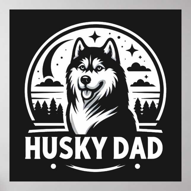 Husky Dad Gift Dog Owner Siberian Huskies Father Poster (Front)