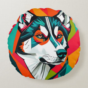 🐺 Husky Decor For Cozy Dog Lover Home 🛋️ Round Pillow