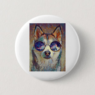 Husky dog ! 2 inch round button