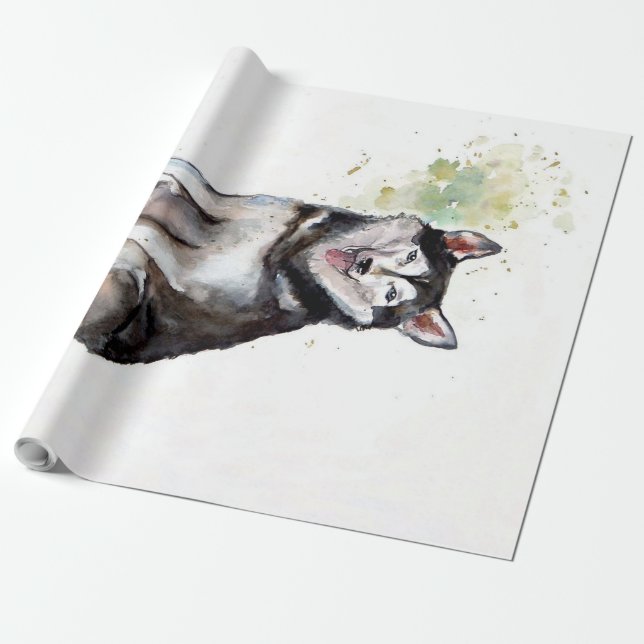 Husky dog Canvas Wrapping Paper (Unrolled)