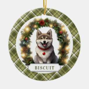 Husky Dog Ceramic Circle Ornament