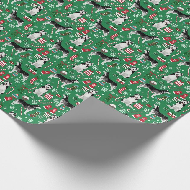 Husky Dog Christmas holiday Wrapping Paper (Corner)