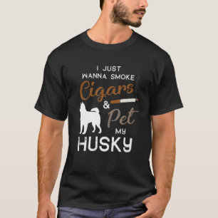Husky Dog Cigar Lover Owner Christmas Birthday Gif T-Shirt