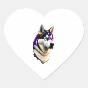 Husky Dog Design Heart Sticker