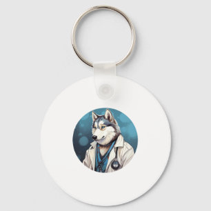 Husky Dog Doctor Keychain
