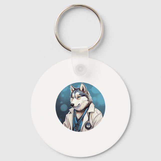 Husky Dog Doctor   Keychain (Front)