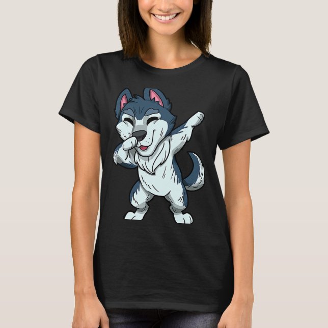 Husky Dog  Dogs Dabbing Husky T-Shirt (Front)