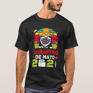 Husky Dog Face Mask Quarantino Funny Cinco De Mayo T-Shirt