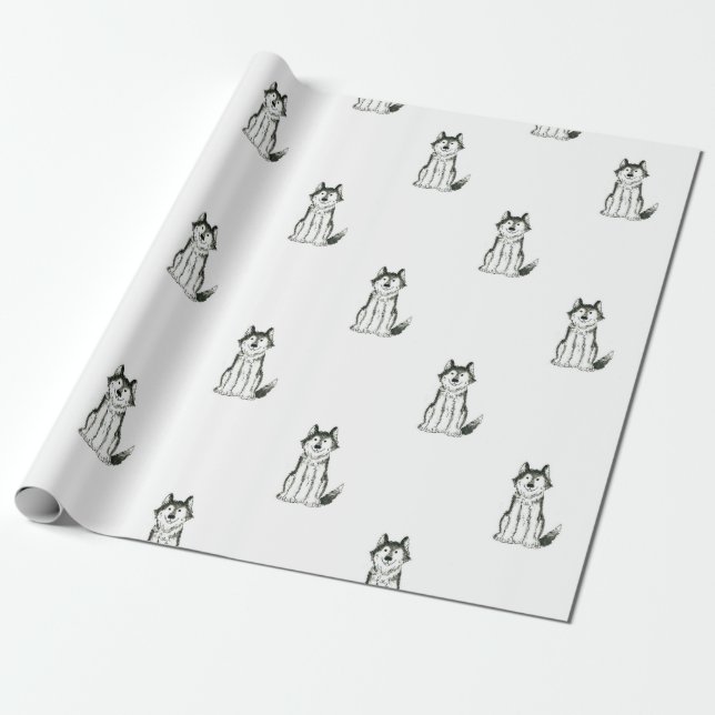 Husky Dog Gift Wrapping Paper (Unrolled)