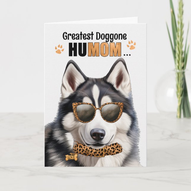 Husky Dog Greatest HuMOM Mother's Day Holiday Card (Front)
