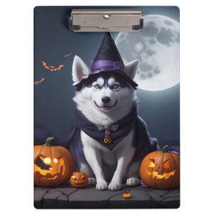 Husky Dog Halloween Adventure Moonlit Magic Spooky Clipboard