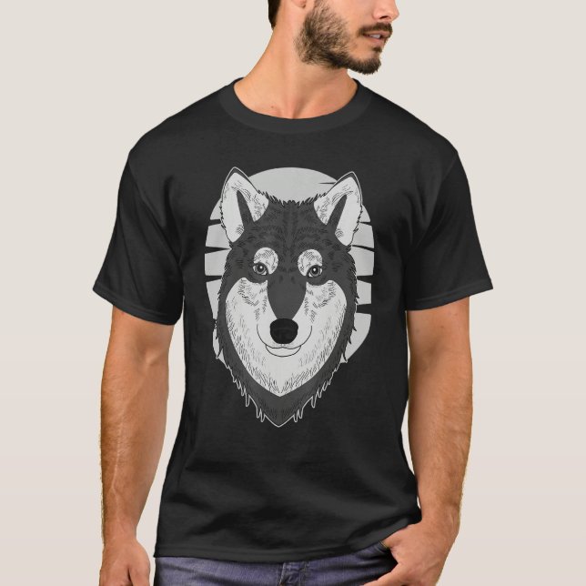Husky dog imprint artwork face with Siberian Husky T-Shirt (Front)