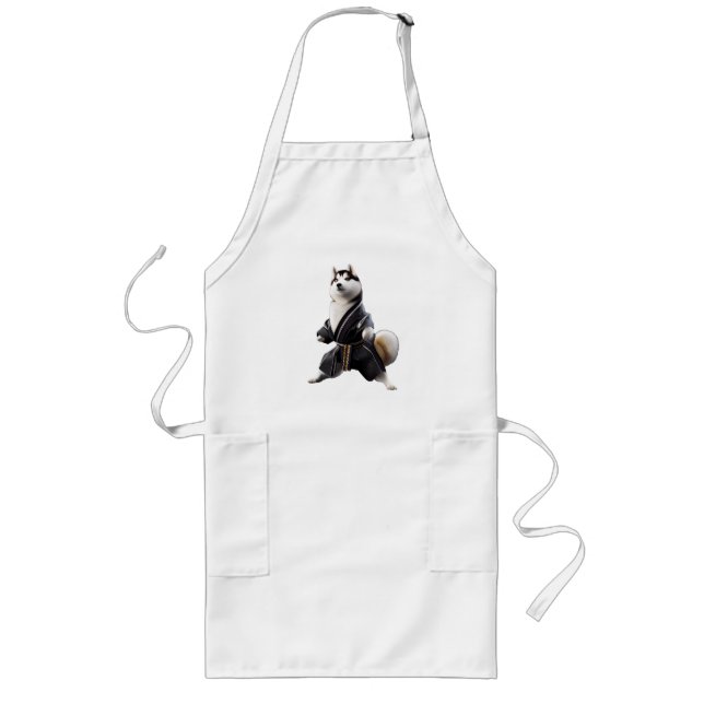 Husky Dog Knows Karate, Husky Dog Karate Player Long Apron (Front)